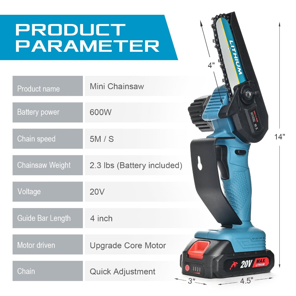 Skørter | 4-inch wireless handheld mini chainsaw with portable battery-powered pruning scissors