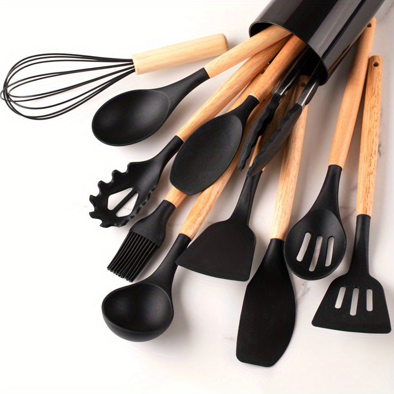 Skorter | CHEFTouch Utensil Set – 12-Piece Non-Stick Safe Tools with Wooden Handles