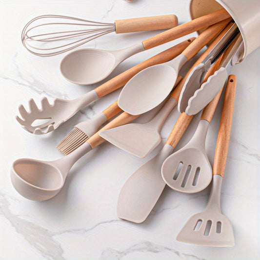 Skorter | CHEFTouch Utensil Set – 12-Piece Non-Stick Safe Tools with Wooden Handles