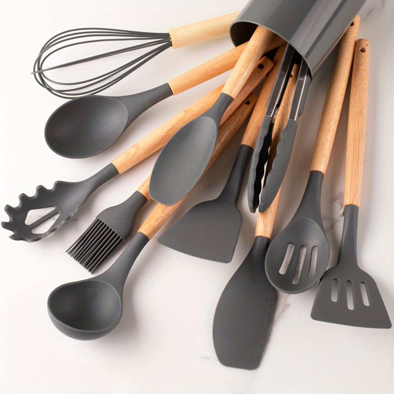 Skorter | CHEFTouch Utensil Set – 12-Piece Non-Stick Safe Tools with Wooden Handles