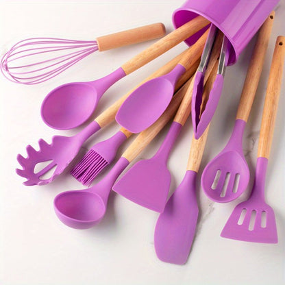 Skorter | CHEFTouch Utensil Set – 12-Piece Non-Stick Safe Tools with Wooden Handles