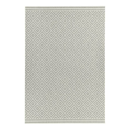 Skorter | Cheshire Gray & White Diamond Pattern Washable Outdoor Rug