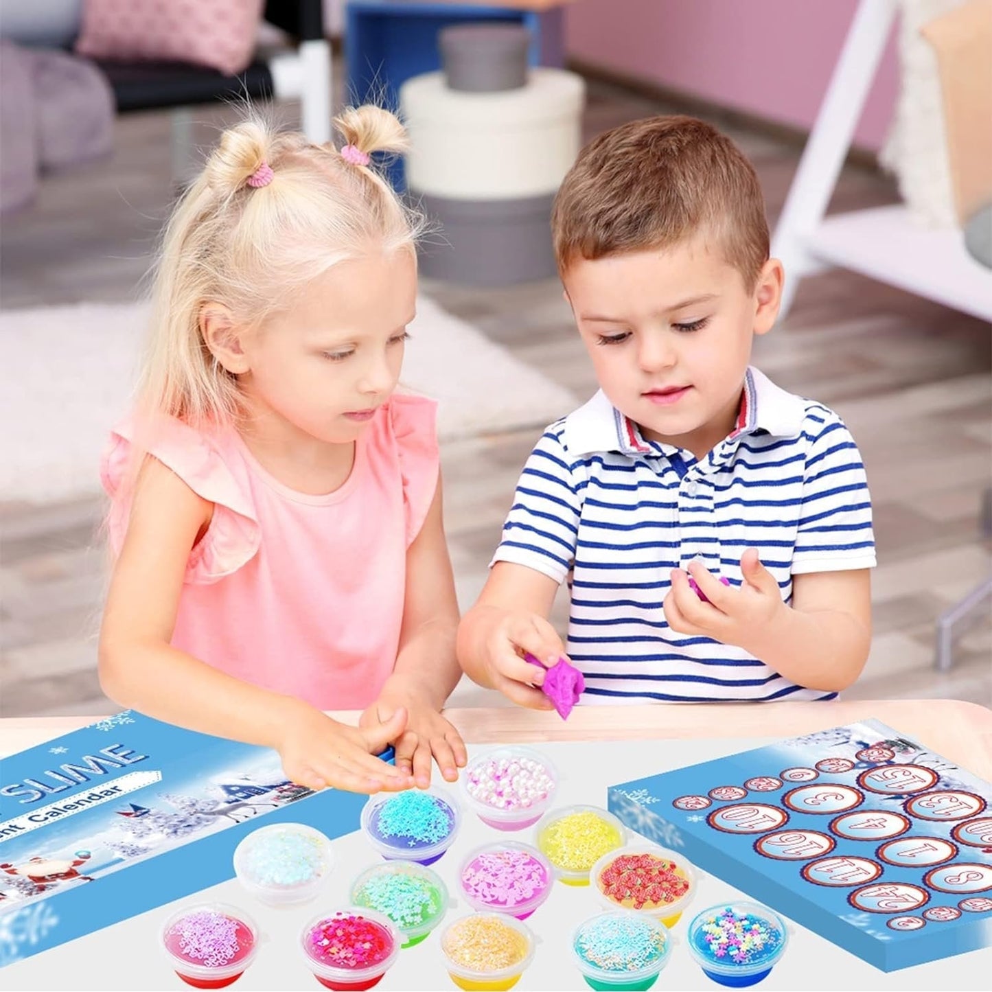 Skorter | Christmas Advent Calendar 24 Days Crystal Mud Blind Box - Christmas Countdown Toy for Children