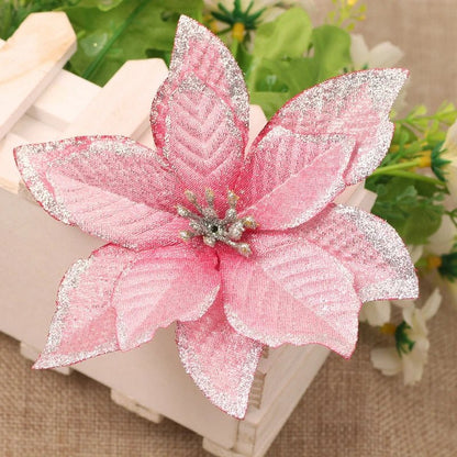 Skorter | Christmas Artificial Poinsettia Flower Heads Tree Pendants – Beautifully Crafted Artificial Poinsettia Flower Ornaments for a Stunning Holiday Home Makeover