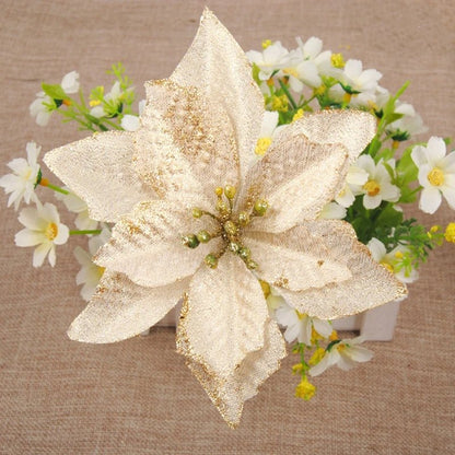 Skorter | Christmas Artificial Poinsettia Flower Heads Tree Pendants – Beautifully Crafted Artificial Poinsettia Flower Ornaments for a Stunning Holiday Home Makeover