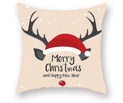 Skorter | Christmas Cushion Cover – Festive Santa & Elk Design for Holiday Decor & Perfect New Year Gift