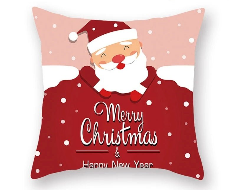 Skorter | Christmas Cushion Cover – Festive Santa & Elk Design for Holiday Decor & Perfect New Year Gift