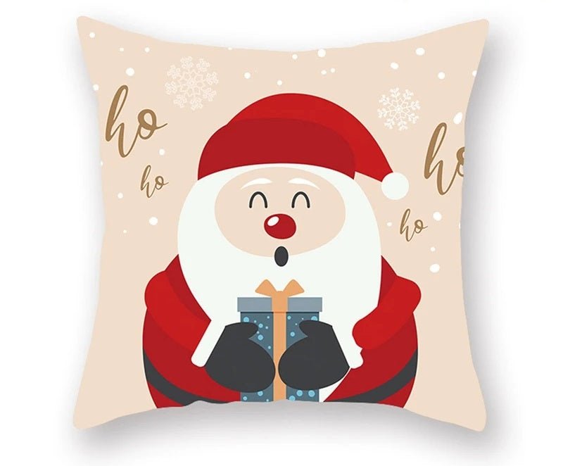 Skorter | Christmas Cushion Cover – Festive Santa & Elk Design for Holiday Decor & Perfect New Year Gift