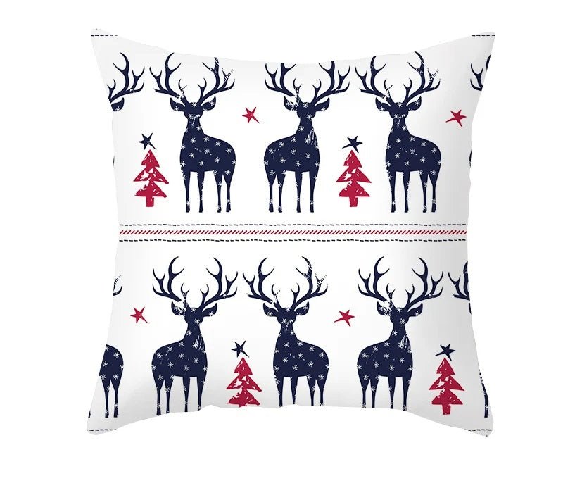 Skorter | Christmas Cushion Cover – Festive Santa & Elk Design for Holiday Decor & Perfect New Year Gift