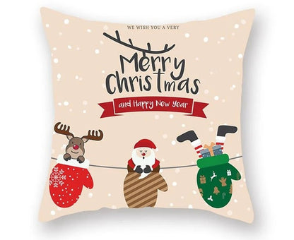 Skorter | Christmas Cushion Cover – Festive Santa & Elk Design for Holiday Decor & Perfect New Year Gift