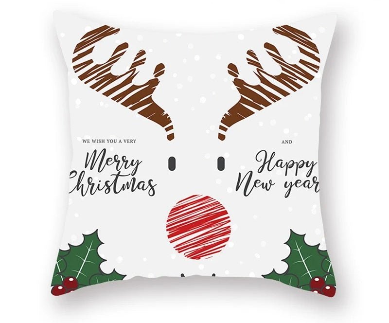 Skorter | Christmas Cushion Cover – Festive Santa & Elk Design for Holiday Decor & Perfect New Year Gift