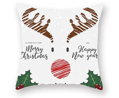 Skorter | Christmas Cushion Cover – Festive Santa & Elk Design for Holiday Decor & Perfect New Year Gift