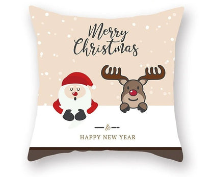 Skorter | Christmas Cushion Cover – Festive Santa & Elk Design for Holiday Decor & Perfect New Year Gift