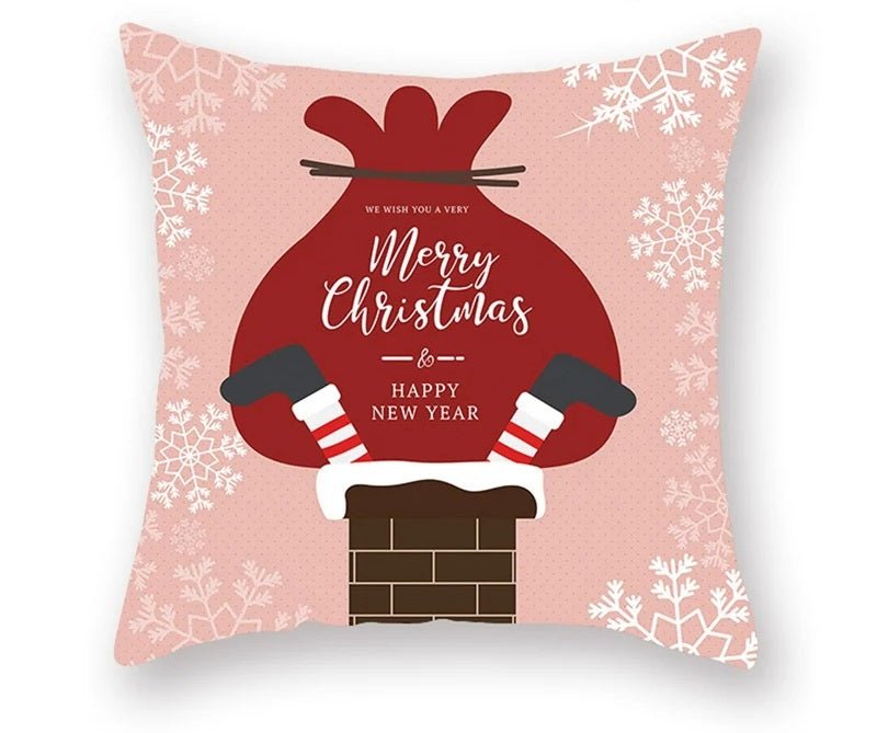 Skorter | Christmas Cushion Cover – Festive Santa & Elk Design for Holiday Decor & Perfect New Year Gift