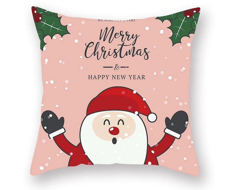 Skorter | Christmas Cushion Cover – Festive Santa & Elk Design for Holiday Decor & Perfect New Year Gift