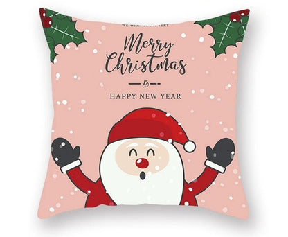 Skorter | Christmas Cushion Cover – Festive Santa & Elk Design for Holiday Decor & Perfect New Year Gift