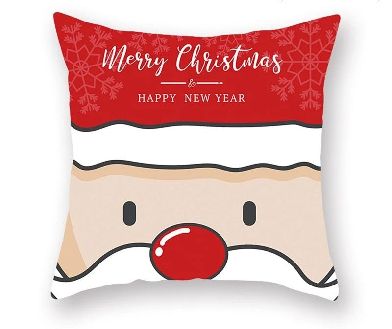 Skorter | Christmas Cushion Cover – Festive Santa & Elk Design for Holiday Decor & Perfect New Year Gift