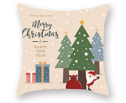 Skorter | Christmas Cushion Cover – Festive Santa & Elk Design for Holiday Decor & Perfect New Year Gift