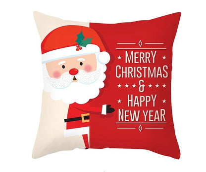 Skorter | Christmas Cushion Cover – Festive Santa & Elk Design for Holiday Decor & Perfect New Year Gift