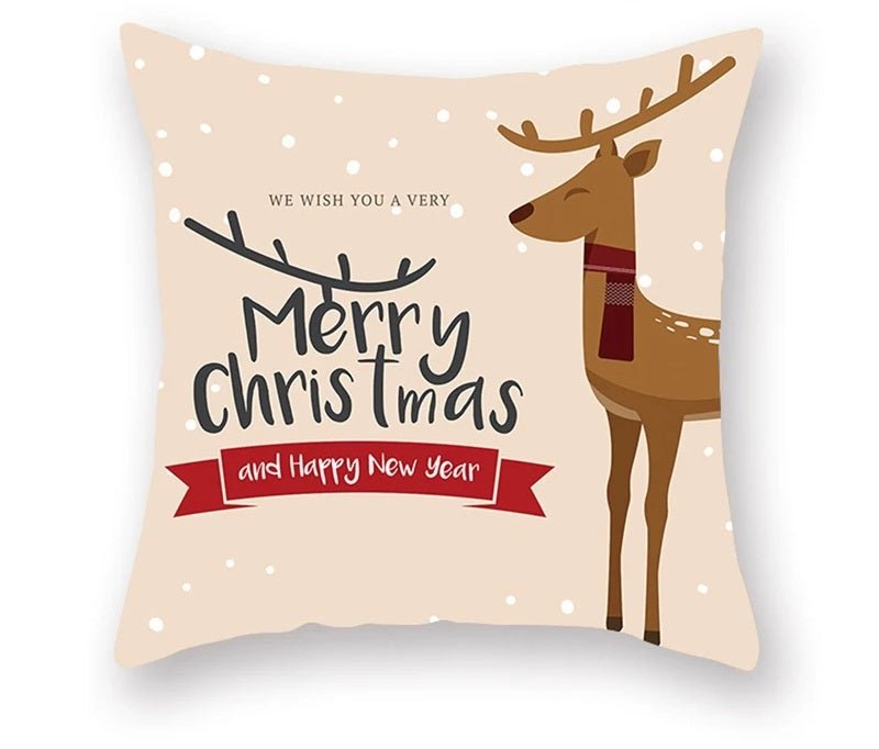 Skorter | Christmas Cushion Cover – Festive Santa & Elk Design for Holiday Decor & Perfect New Year Gift