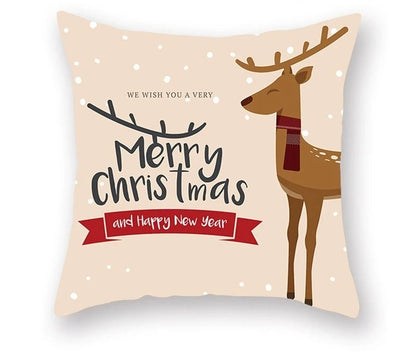 Skorter | Christmas Cushion Cover – Festive Santa & Elk Design for Holiday Decor & Perfect New Year Gift