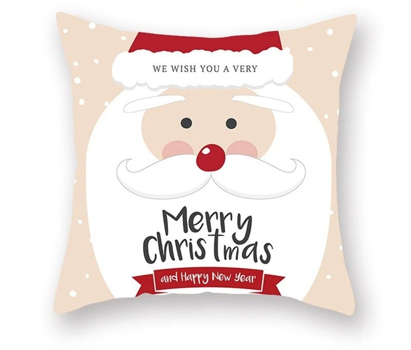 Skorter | Christmas Cushion Cover – Festive Santa & Elk Design for Holiday Decor & Perfect New Year Gift