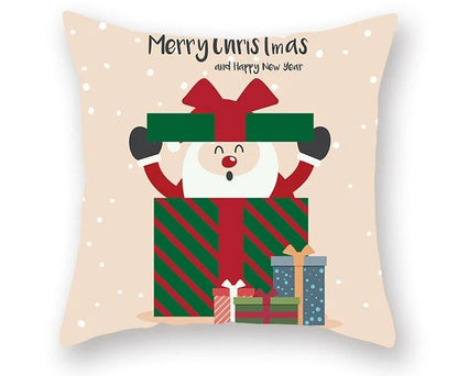 Skorter | Christmas Cushion Cover – Festive Santa & Elk Design for Holiday Decor & Perfect New Year Gift