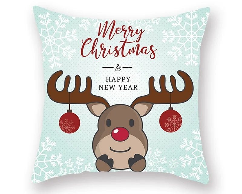 Skorter | Christmas Cushion Cover – Festive Santa & Elk Design for Holiday Decor & Perfect New Year Gift