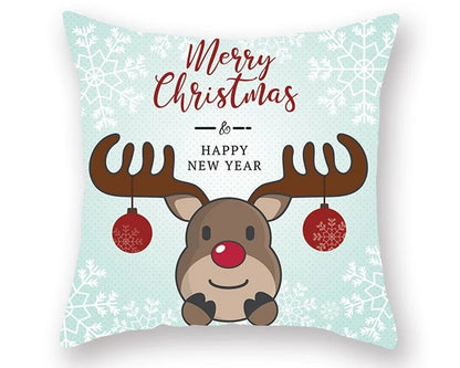 Skorter | Christmas Cushion Cover – Festive Santa & Elk Design for Holiday Decor & Perfect New Year Gift