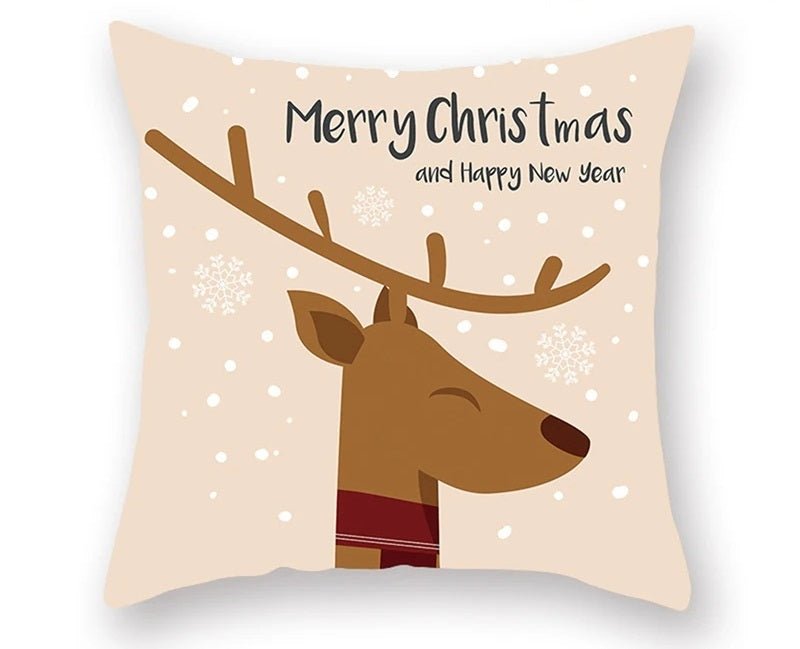 Skorter | Christmas Cushion Cover – Festive Santa & Elk Design for Holiday Decor & Perfect New Year Gift