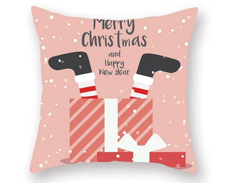 Skorter | Christmas Cushion Cover – Festive Santa & Elk Design for Holiday Decor & Perfect New Year Gift
