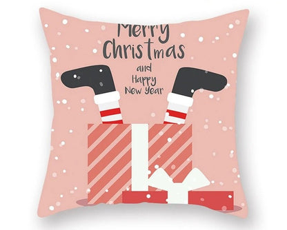 Skorter | Christmas Cushion Cover – Festive Santa & Elk Design for Holiday Decor & Perfect New Year Gift