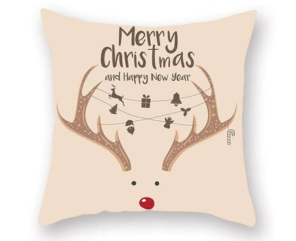 Skorter | Christmas Cushion Cover – Festive Santa & Elk Design for Holiday Decor & Perfect New Year Gift