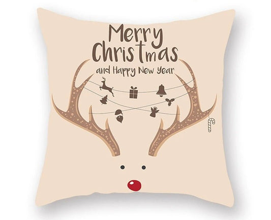 Skorter | Christmas Cushion Cover – Festive Santa & Elk Design for Holiday Decor & Perfect New Year Gift