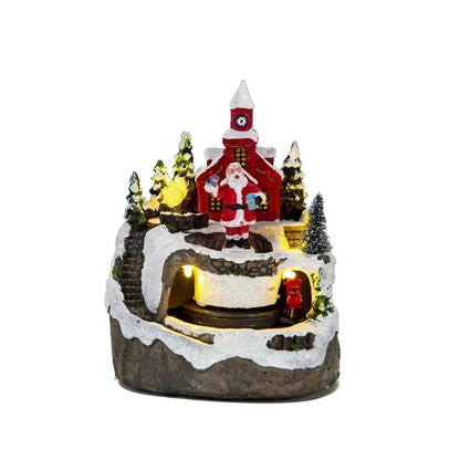 Skorter | Christmas Figurine with Music & Lights – Snowy House Décor with Snowman for Delightful Holiday Gifts & Home Charm