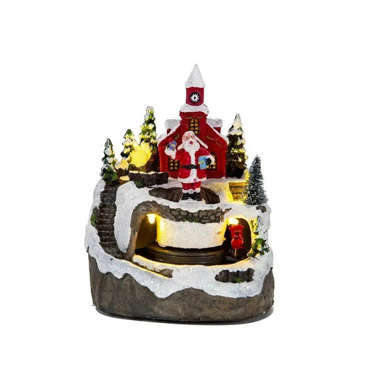 Skorter | Christmas Figurine with Music & Lights – Snowy House Décor with Snowman for Delightful Holiday Gifts & Home Charm