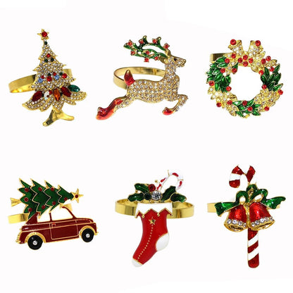 Skorter | Christmas Napkin Rings – Sparkling Deer & Tree Wreath Holders for Festive Weddings & Holiday Table Decor
