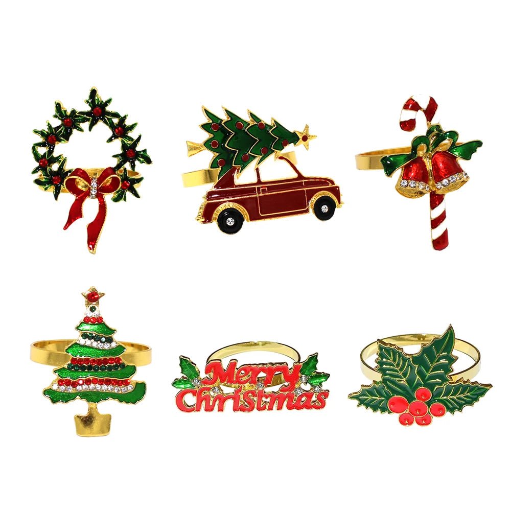 Skorter | Christmas Napkin Rings – Sparkling Deer & Tree Wreath Holders for Festive Weddings & Holiday Table Decor
