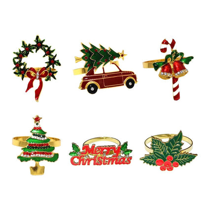 Skorter | Christmas Napkin Rings – Sparkling Deer & Tree Wreath Holders for Festive Weddings & Holiday Table Decor