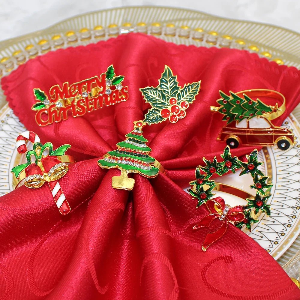 Skorter | Christmas Napkin Rings – Sparkling Deer & Tree Wreath Holders for Festive Weddings & Holiday Table Decor