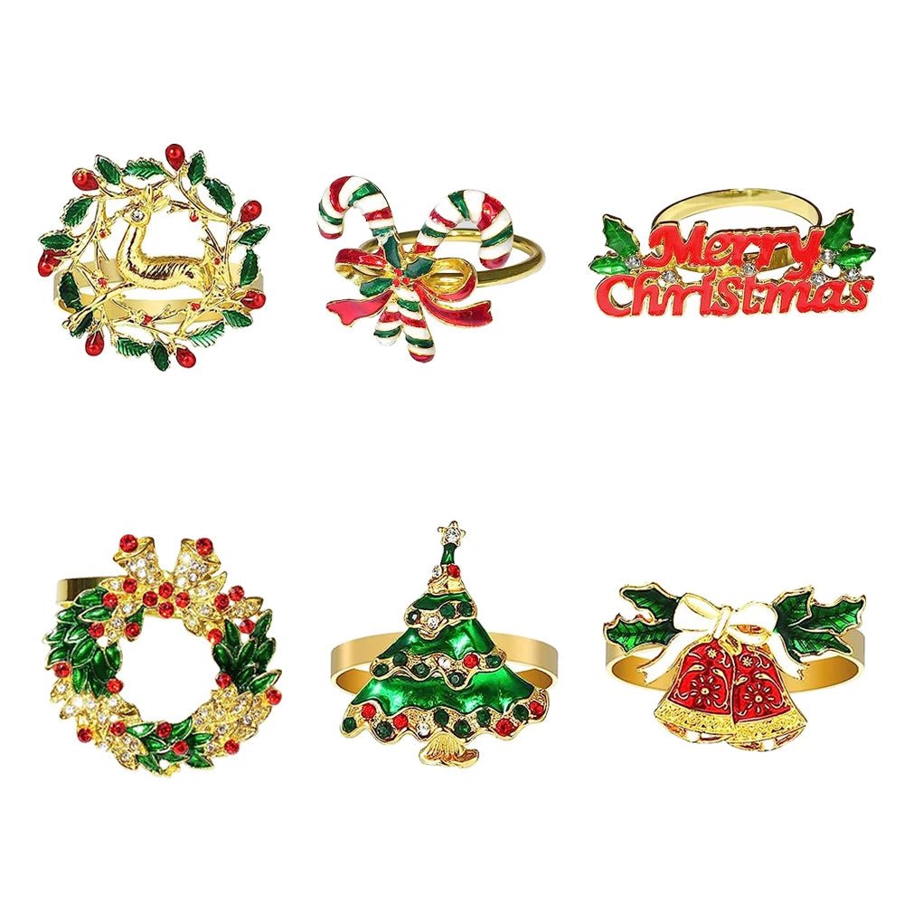 Skorter | Christmas Napkin Rings – Sparkling Deer & Tree Wreath Holders for Festive Weddings & Holiday Table Decor