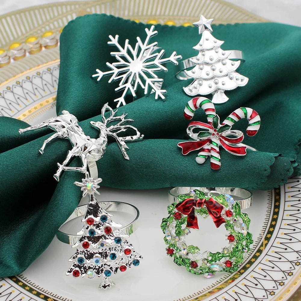 Skorter | Christmas Napkin Rings – Sparkling Deer & Tree Wreath Holders for Festive Weddings & Holiday Table Decor