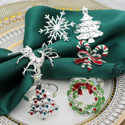Skorter | Christmas Napkin Rings – Sparkling Deer & Tree Wreath Holders for Festive Weddings & Holiday Table Decor