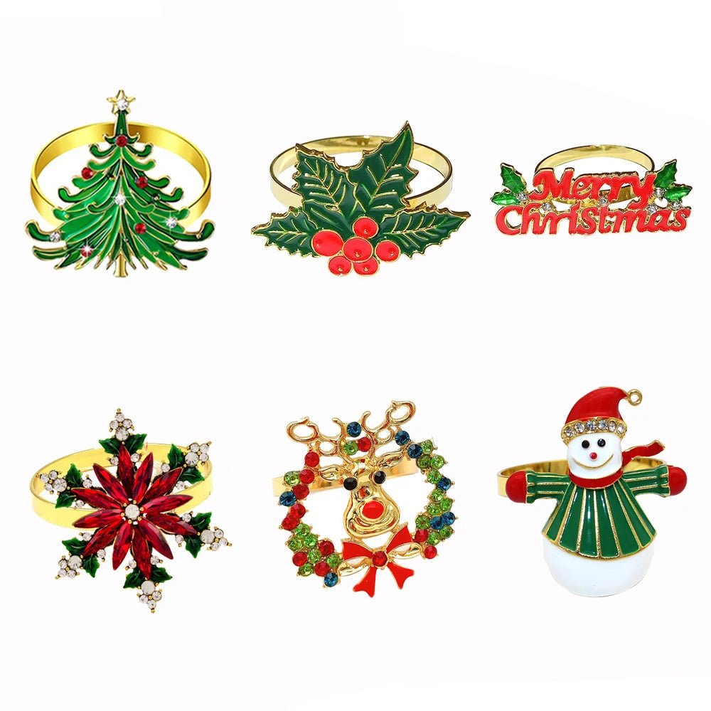 Skorter | Christmas Napkin Rings – Sparkling Deer & Tree Wreath Holders for Festive Weddings & Holiday Table Decor