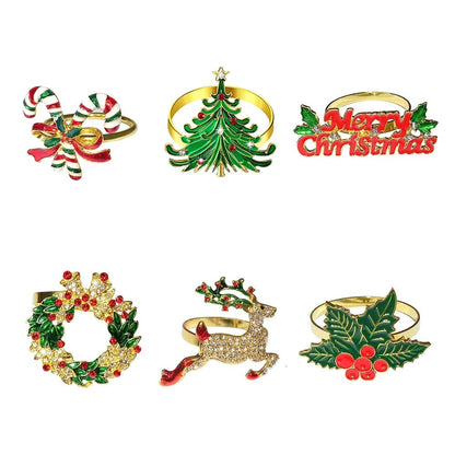 Skorter | Christmas Napkin Rings – Sparkling Deer & Tree Wreath Holders for Festive Weddings & Holiday Table Decor