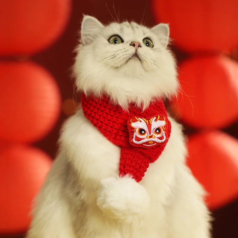 Skorter | Christmas Pet Scarf & Hat – Adorable Red Scarf for Kittens & Puppies, Perfect Holiday Gift & Festive Accessory