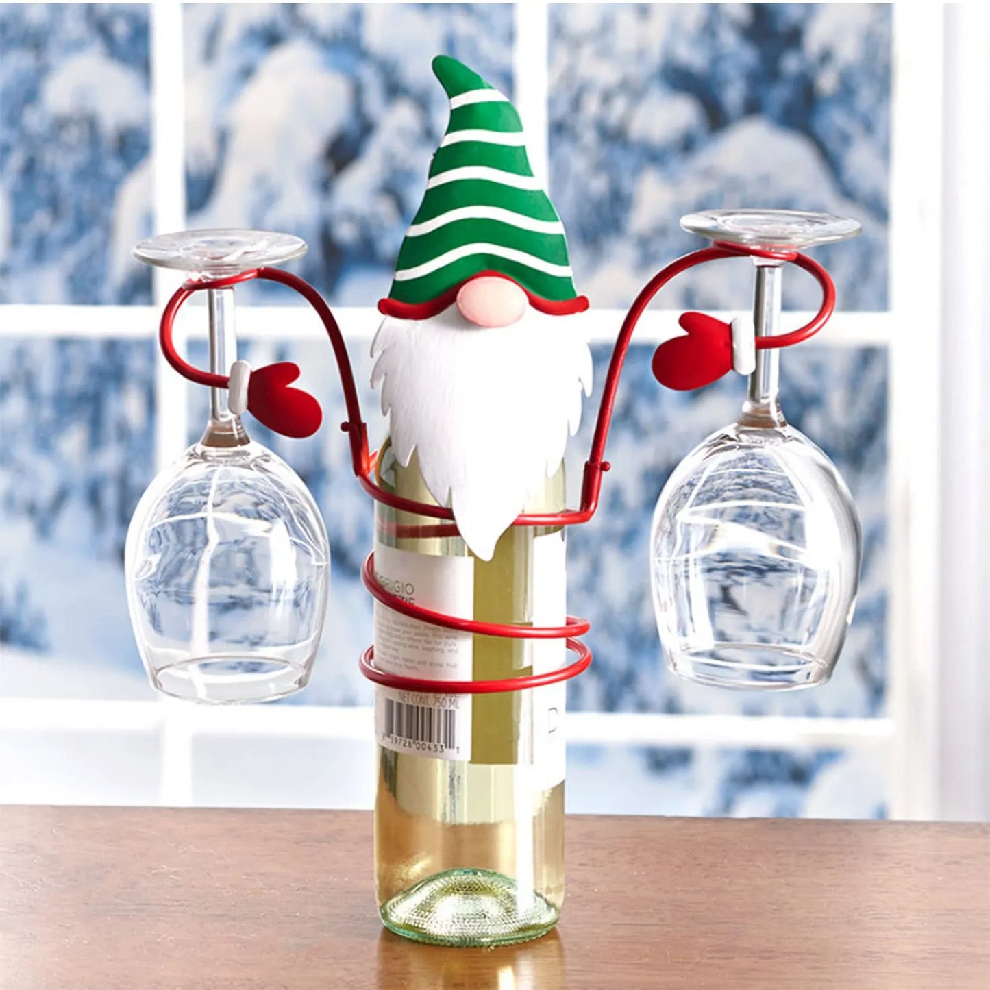 Skorter | Christmas Wine Bottle & Glass Holder – Unique Decorative Storage Rack for Holiday Home & Kitchen Charm