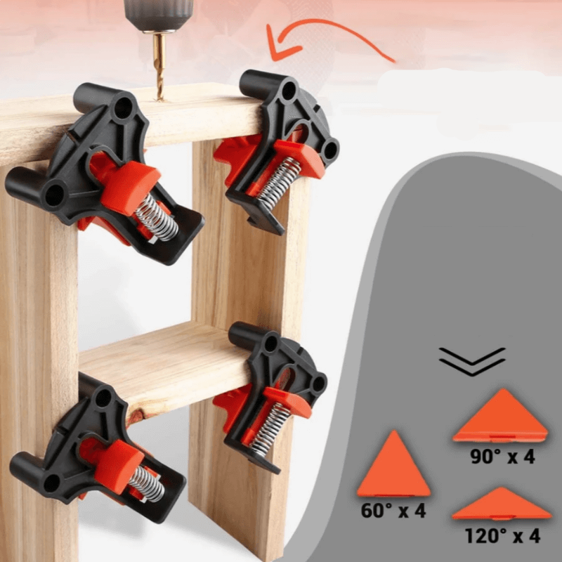 Skorter | CORNERMATE – Adjustable 4-Way Corner Clamp Set for Perfect 60°, 90°, and 120° Angles