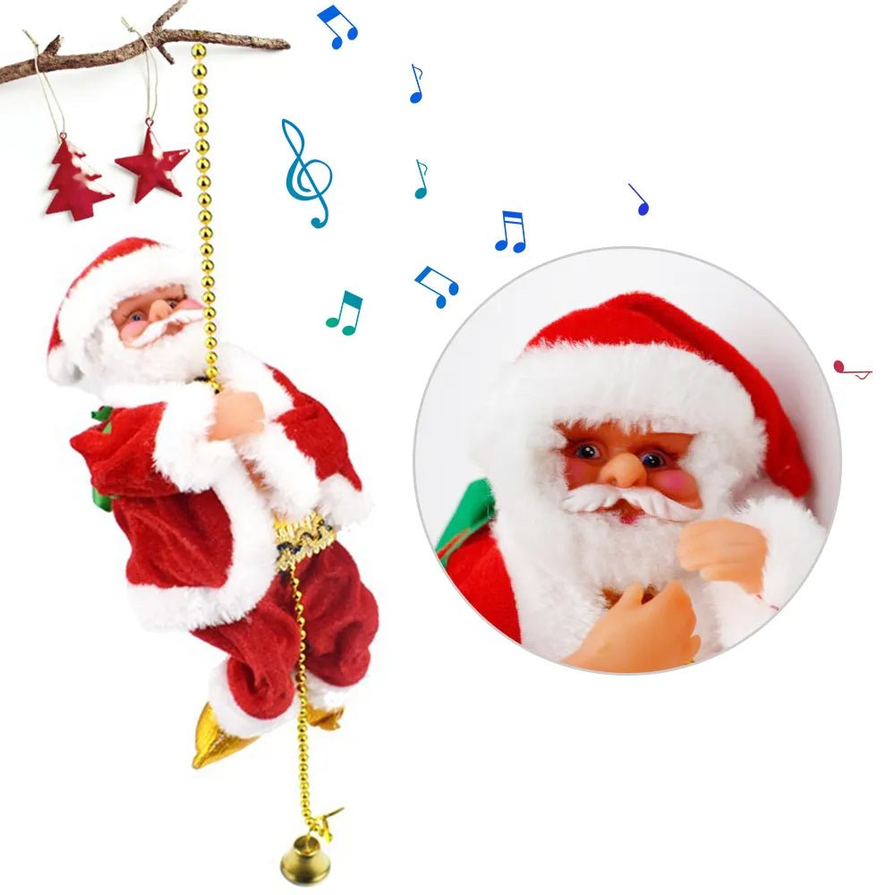 Skorter | Climbing Santa Claus Christmas Ornament - Climbing Santa with Light Music Indoor and Outdoor Christmas Decor