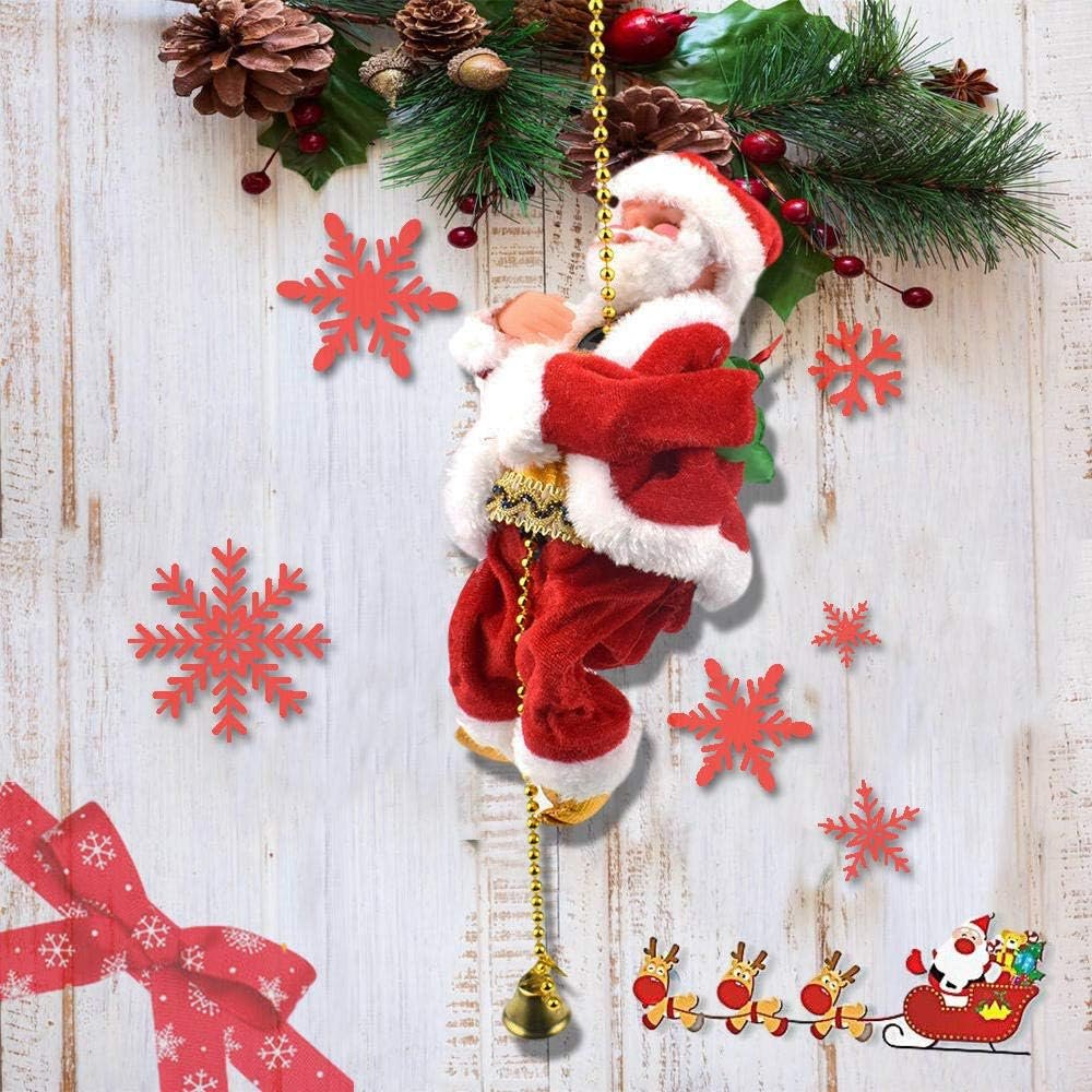 Skorter | Climbing Santa Claus Christmas Ornament - Climbing Santa with Light Music Indoor and Outdoor Christmas Decor